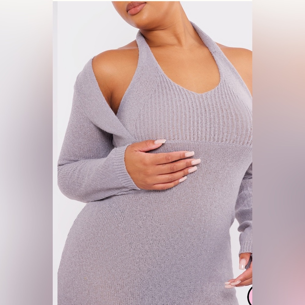 PrettyLittleThing Lavender Off-the-Shoulder Sweater Dress